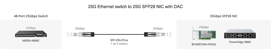 25G Ethernet Switch to 25G SFP28 NIC with DAC